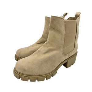 Madden Girl Womens Tessa Beige Chunky Chelsea Lug Soles Boots Size 10M